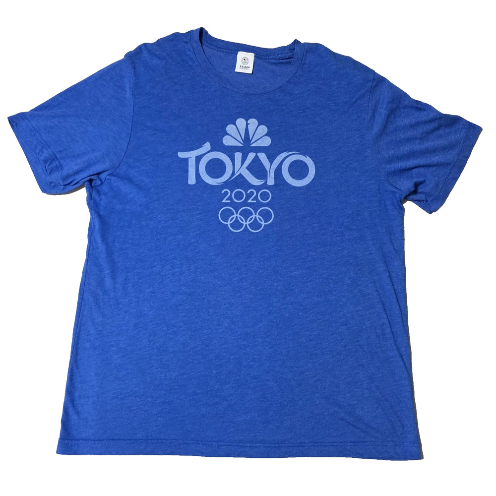 okyo 2020 Olympics USA Team Apparel T-Shirt Blue Heathered NBC Logo Men’s L
